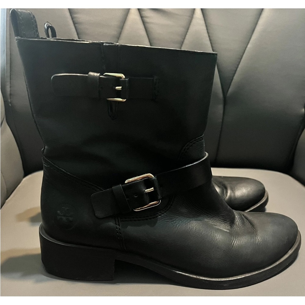 Tory Burch Black Leather Moto Boots 8 M
